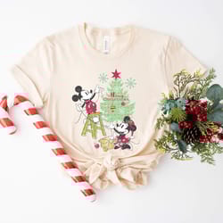 disney christmas vintage shirt, mickey minnie christmas tree vintage shirt, disney family xmas shirts, merry christmas,
