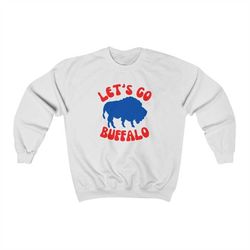 let's go buffalo, front logo only, buffalo football shirt, bills mafia crewneck, 716 crewneck