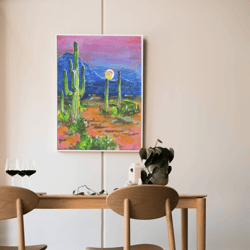 cactus landscape art print of original painting wall decor