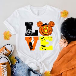 disney love halloween shirt, disney shirt, halloween shirts, disney halloween shirt, mickey ear halloween, mickey pumpki