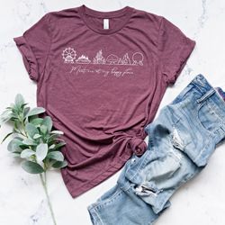 disney meet me at my happy place shirt, disney world disneyland shirt, disney trip shirts, family vacation shirts, match
