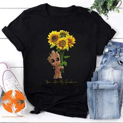 Baby Groot With Sunflower You Are My Sunshine Vintage T-Shirt, Baby Groot Shirt, Groot With Sunflower Shirt, Sunflower S