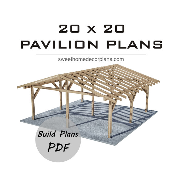 Diy 20 х 20 gable pavilion plans carport gazebo pergola patio.jpg