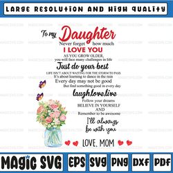 to my daughter png, mother's day gift, never forget how much i love you, love mom png, gift for daughter