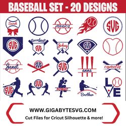 Baseball Set Designs - American Sport svg, png, dxf, eps Files