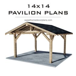 Diy 14 x 14 Gable Pavilion Plans pdf. Outdoor gazebo pavilion plans. Carport plans. Diy backyard wooden pavilion
