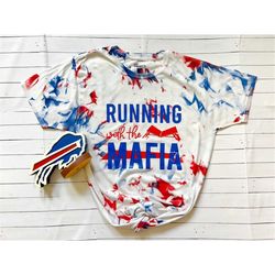running with the mafia, bills mafia, buffalo bills, lets go buffalo, football shirt, tailgate outfit, fan gear, buffalo