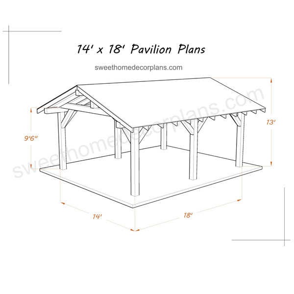 Diy 14 х 18 gable pavilion plans in pdf-1.jpg