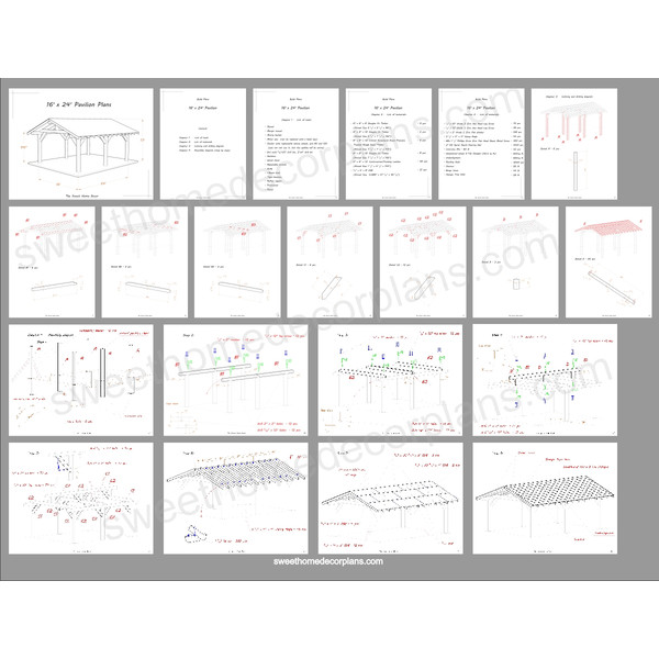 Diy 16 х 24 gable pavilion plans in pdf-1.jpg