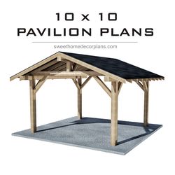 Diy 10 x 10 Gable Pavilion Plans pdf. Carport plans. Backyard wooden pergola plans. Square outdoor pavilion gazebo plans