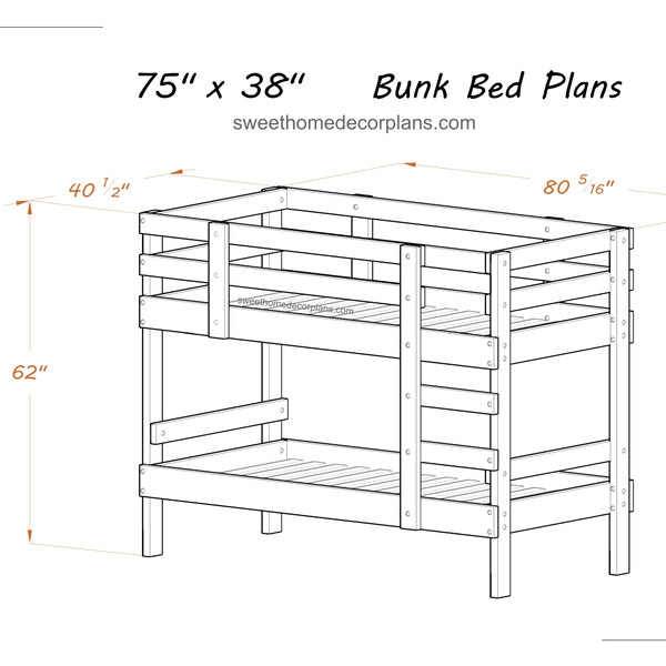 diy wooden 75 x 38 bunk bed plans in pdf for kids.jpg