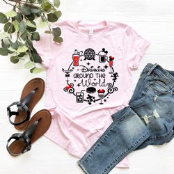drinking around the world, snacking around the world, epcot cool shirts, disney fun shirts, epcot beer and wine, disney