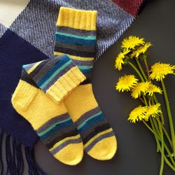 Bright warm handmade winter socks