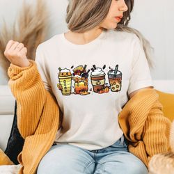 fall coffee shirt, cute fall sweatshirt, coffee lover tee shirt, halloween pumpkin latte drink cup, pumpkin spice shirt,