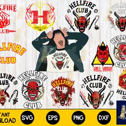 40 file stranger things svg, hellfire club bundle svg