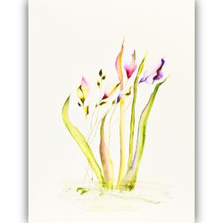 Watercolor Original Art Lily Painting Floral Artwork Flowers Small Wall Art Room Decor Painting
