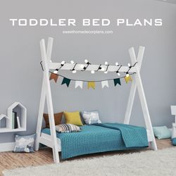 diy teepee bed plans pdf. toddler bed plans. wooden montessori teepee bed for kids bedroom. crib size kids floor frame b