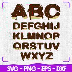 letter set, alphabet, brown, chocolate, sprinkles, chocolate dip, chocolate alphabet svg, svg, cricut