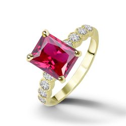 Ruby Ring - July Birthstone - Statement Ring - Gold Ring - Engagement Ring - Rectangle Ring - Cocktail Ring