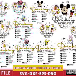 drinking around the world bundle svg, mickey drinking svg, mickey and friends, magical kingdom svg