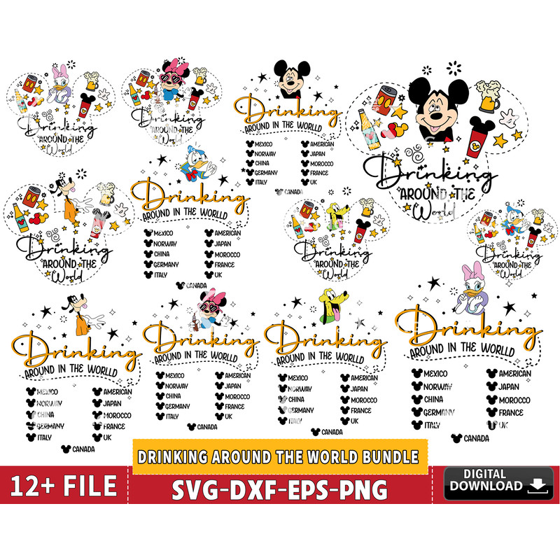 Drinking Around The World Bundle svg, Mickey Drinking svg, Mickey And Friends, Magical Kingdom svg.jpg