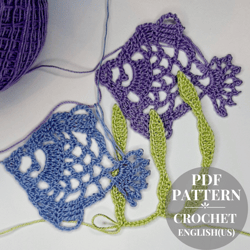 Easy crochet fish pattern, marine appliques, crochet sea animals pattern, baby room decoration, crochet pattern pdf.