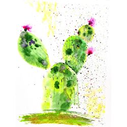 Original Watercolor Cacti Room Decor Succulent Artwork Arizona Art Desert  Illustration Painting