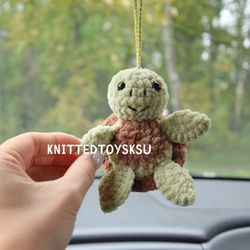 car charm turtle plush, sea turtle toy, kawaii turtle plush toy home decor gift for her, tortoise car accessories