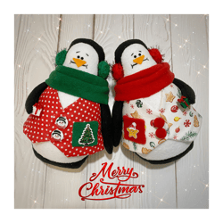Digital Download Christmas Penguins pattern, Holiday toys pattern PDF, DIY doll tutorial, Christmas toys sewing pattern