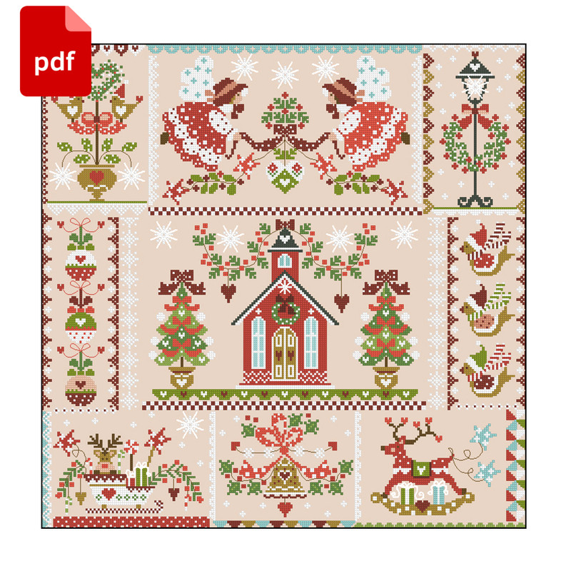 Cross Stitch Christmas Sampler De Noel Angels Retro Scheme Pdf 1