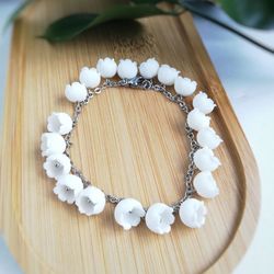 lily of the valley Bracelet, wedding jewelry, lily flower bracelet, spring jewelry, floral bracelet, minimalist jewelry