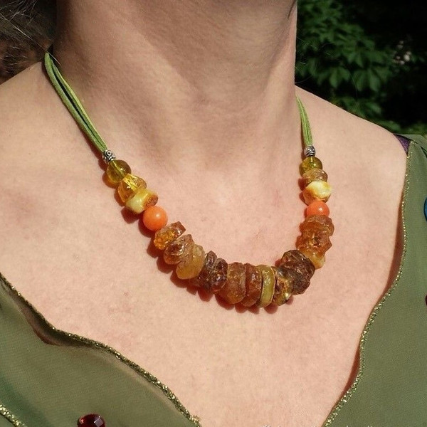 Adult Natural Amber Necklace Raw Baltic Amber jewelry Healing Necklace Choker necklace.jpg