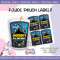 Battle Royale juice pouch bag label, Capri sun, Personalized, not editable