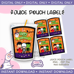Halloween juice pouch bag label, Capri sun, Instant Download, not editable