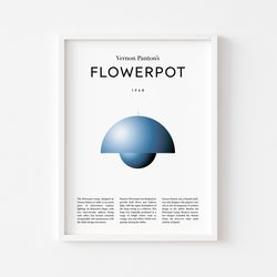 flowerpot by vernon panton, digital poster, midcentury design, printable art, wall decor, art print, downloadable art