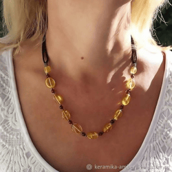 Real Amber Necklace Women Baltic Amber jewelry Yellow cherry Black cord Genuine Gemstone necklace Choker stone necklace