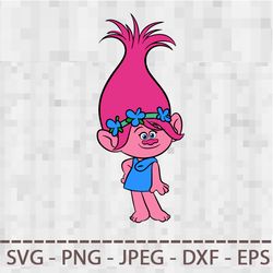 poppy trolls svg png jpeg digital cut vector files for silhouette studio cricut design