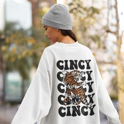 retro cincinnati football sweatshirt | cincy | bengal tiger sweatshirt | vintage cincy sweatshirt |tiger graphic shirt |