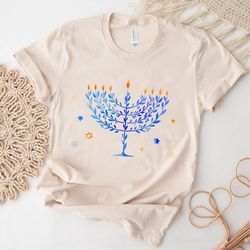 hanukkah menorah watercolor shirt, hanukkah holiday shirt, jewish gift tee, festival of light, jewish festival, jewish r