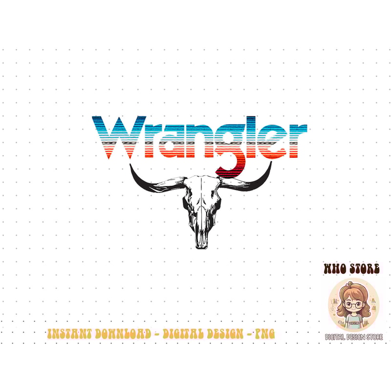 Vintage Rodeo Wrangler Western Cow Skull Cow Print Wrangler T-Shirt copy.jpg