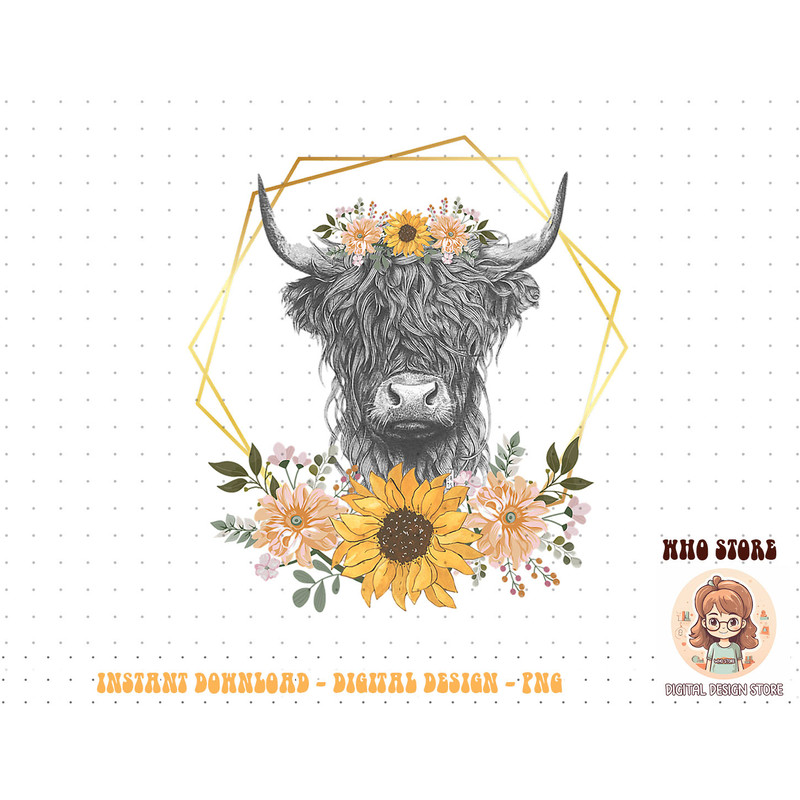 Western Country Highland Cow With Sunflowers T-Shirt copy.jpg