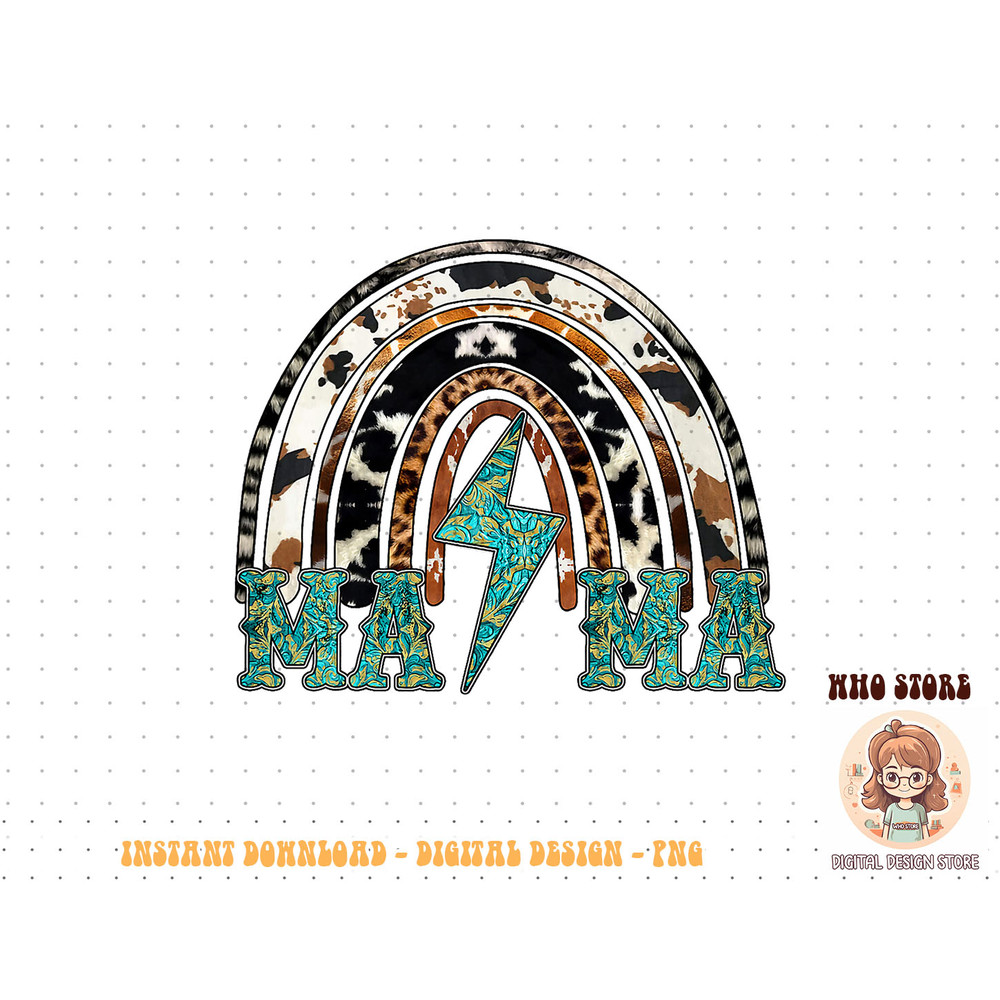 Western Cowhide Leopard Turquoise Rainbow Cowgirl Rodeo Mama T-Shirt copy.jpg