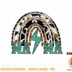 western cowhide leopard turquoise rainbow cowgirl rodeo mama png