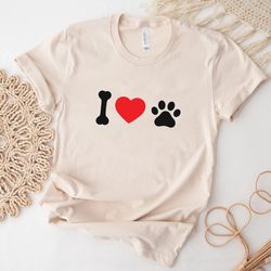 i love paw shirt, i love dog ,woman dog lover shirt, dog love shirt, animal lover t-shirt, love paw, dog paw gift ,i lov