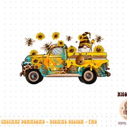 western gnome truck with bee and sunflowers png