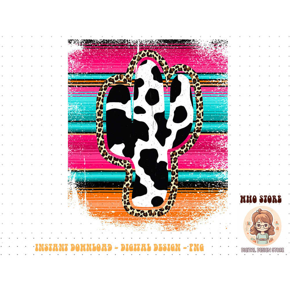 Western Leopard Cheetha Serape Cow Cactus Turquoise pink T-Shirt copy.jpg