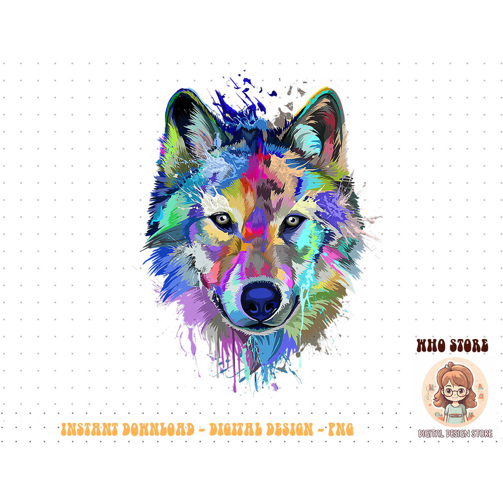 Wolf Splash Art Animal Face Wolf Lover T-Shirt copy.jpg