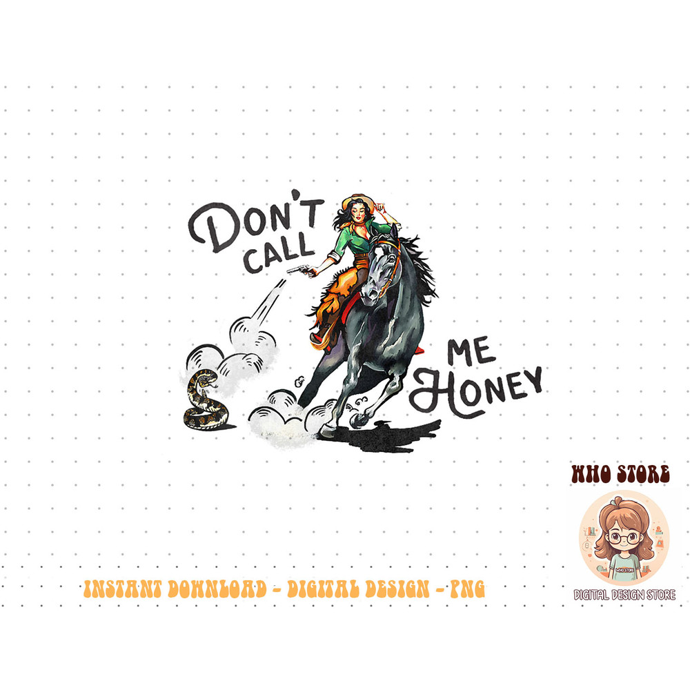 Womens Don't Call Me Honey Cute Retro Western Pinup Cowgirl & Horse V-Neck T-Shirt copy.jpg
