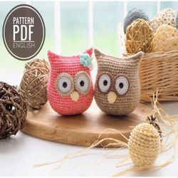 Crochet Owl family: mum and baby, Pattern, PDF, English, Crochet owl pattern, Owl amigurumi, Crocheted owl pattern