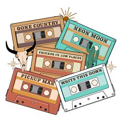 Western 90s Country Music Cassettes Shirt Design Digital Cricut File